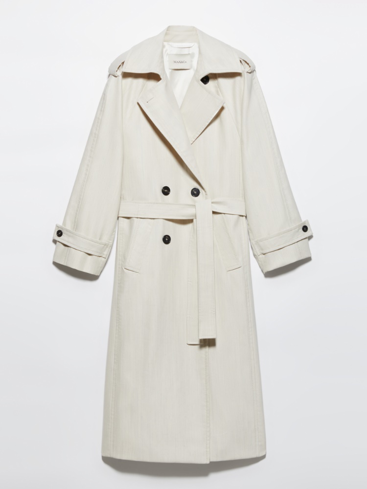 Undyed gabardine trousers, wool white | MAX&Co. Undyed gabardine trench coat - WOOL WHITE - MAX&Co.